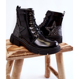 PE1 Dziecięce Botki Lakierowane Z Suwakiem Czarne Yukko 2