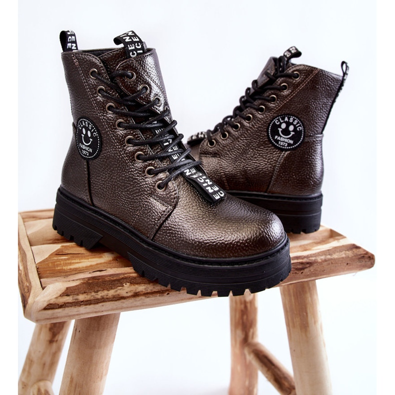 Dziecięce Ocieplane Botki Trapery Ciemnoszare Conley brązowe 2