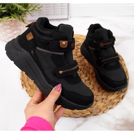 Trapery chłopięce ocieplane na rzepy czarne McKeylor 1