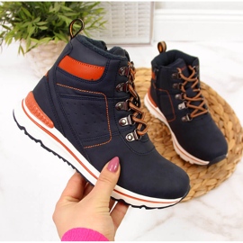 Trapery chłopięce ocieplane na suwak granatowe McKeylor niebieskie 1