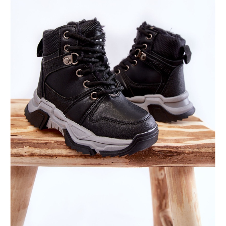 FR1 Dziecięce Botki Trapery Ocieplane Na Suwak Czarne Marvin 2