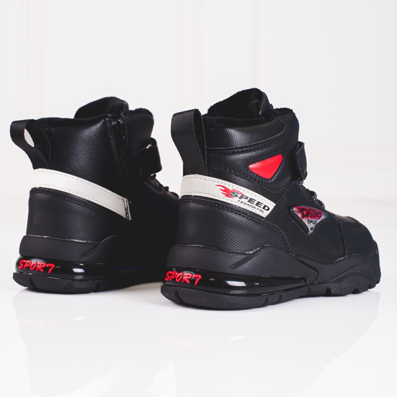 Sznurowane botki chłopięce ocieplane czarne 2