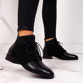 Botki ocieplane skóra węża Filippo W PAW267A czarne 2