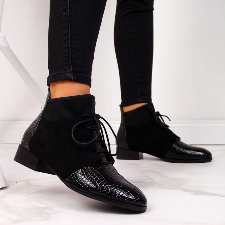 Botki ocieplane skóra węża Filippo W PAW267A czarne 2