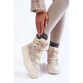 PL4 Damskie Botki Śniegowce La.Fi 280072W-QN Jasnobeżowe beżowy 1