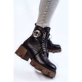 PL5 Skórzane Ocieplane Botki Na Suwak Czarne Raynes 2