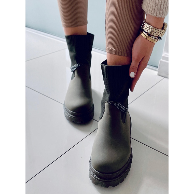 PA1 Botki z elastyczną cholewką Jesse Blackish Green zielone 1