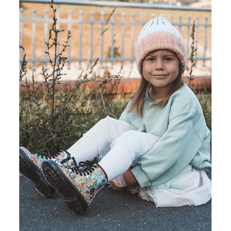 FR1 Dziecięce Botki Ocieplane Print Różowe Dexi wielokolorowe 1