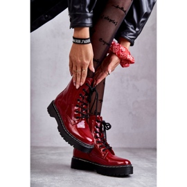 S.Barski Botki Damskie Trapery Czerwone Kognito HY56 3