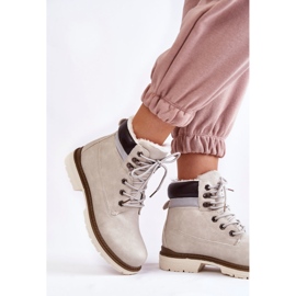 Damskie Ocieplane Botki Trapery Jasnoszare Lonne 2