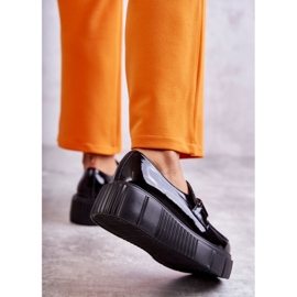 PL5 Modne Skórzane Półbuty Na Platformie Czarne Marsol 3