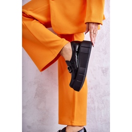 PL5 Modne Skórzane Półbuty Na Platformie Czarne Marsol 4