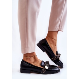 WS1 Damskie Skórzane Mokasyny Z Kokardą Czarne Dayes 1