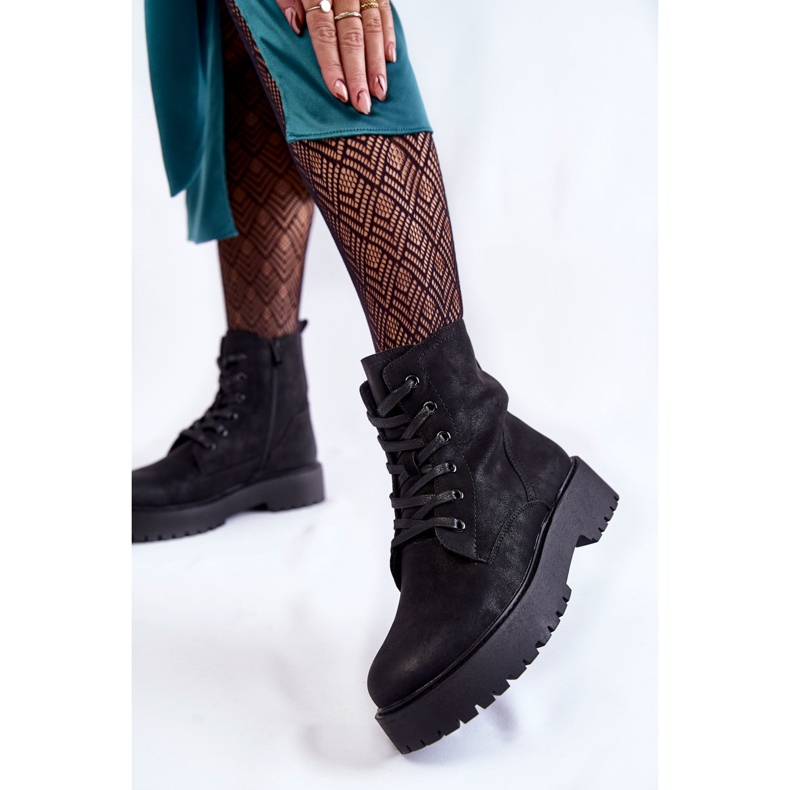 Sergio Leone Damskie Botki Na Platformie Czarne Randi 2