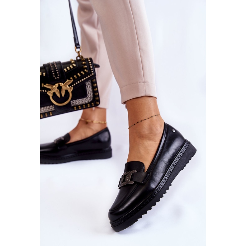 Vinceza Skórzane Mokasyny Na Platformie Czarne Abisso 2