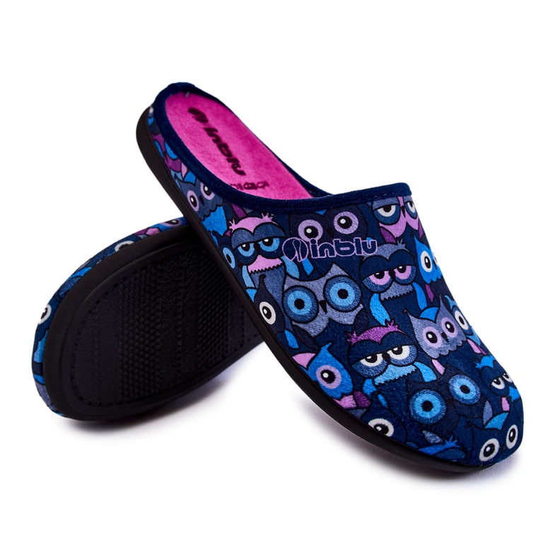 Domowe Klapki Papcie W Koty Inblu GF-12-004 Granatowe niebieskie 1