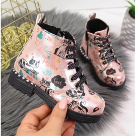 Nautilus Botki jesienne glany Navy Dot Jr WOL6B różowe 1