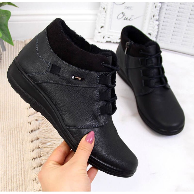 Botki skórzane ocieplane Helios W H521A czarne 1