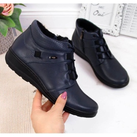 Botki skórzane ocieplane Helios W H521B granatowe 1