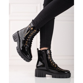 Goodin Modne traperki z ozdobnymi suwakami czarne 2