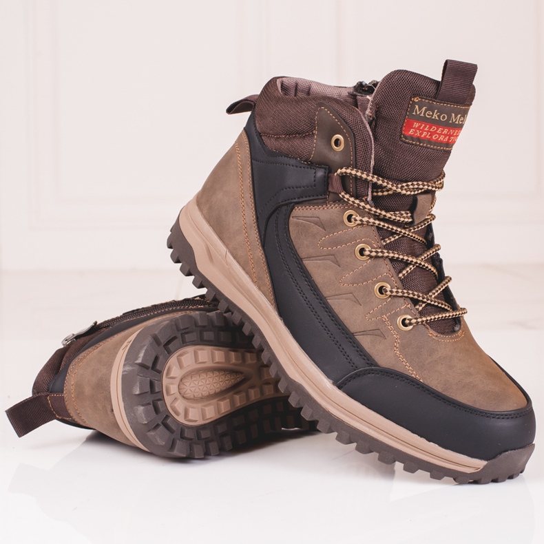 SHELOVET Męskie wysokie buty brązowe 1