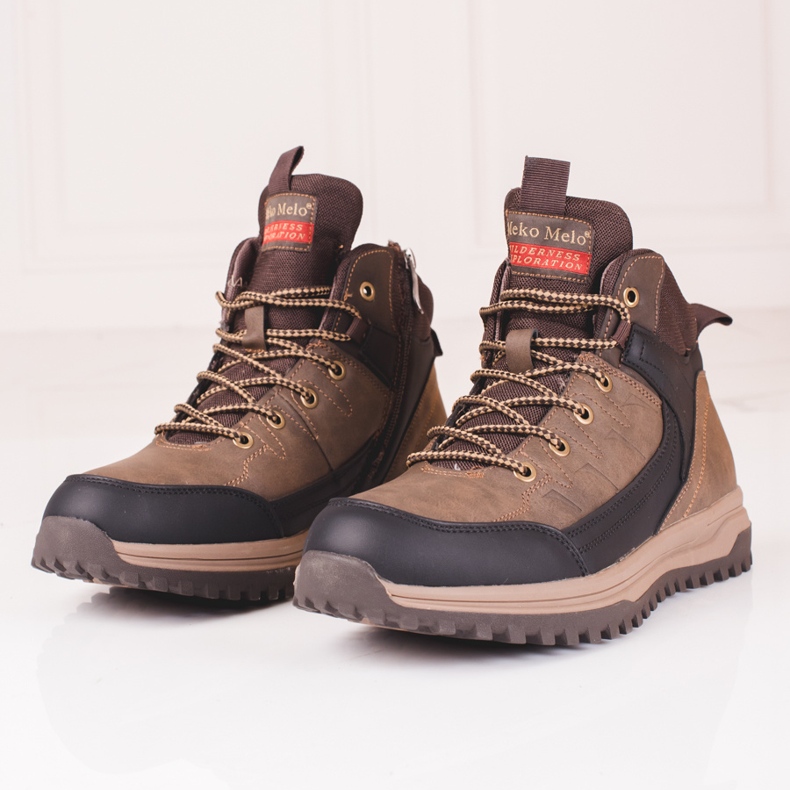 SHELOVET Męskie wysokie buty brązowe 2