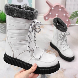 Buty dziewczęce z futerkiem białe Potocki 1