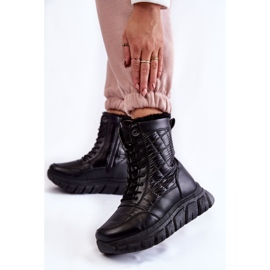 Vinceza Damskie Sznurowane Botki Śniegowce Na Platformie Czarne Anubi 2