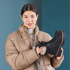 Botki damskie z futerkiem czarne Rieker 72630-00 2