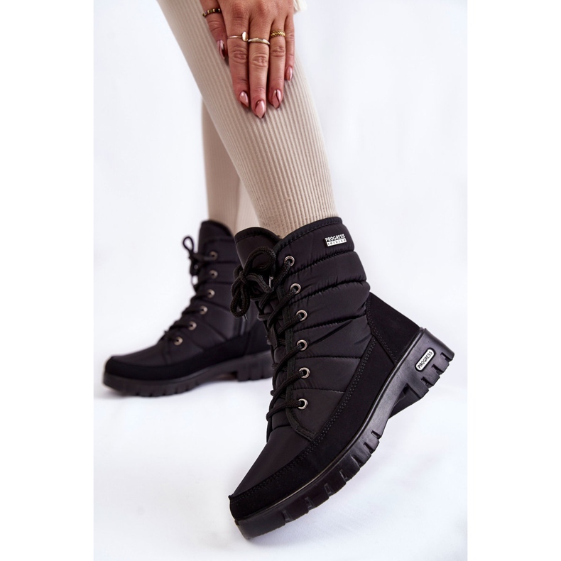 Damskie Ocieplane Śniegowce Progress PROGJ-21-14 Czarne 2