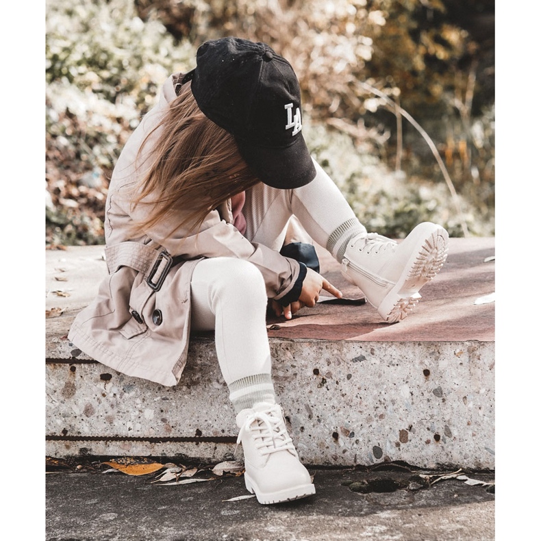 Dziecięce Ocieplane Trapery Botki Jasnobeżowe Dexter beżowy 2