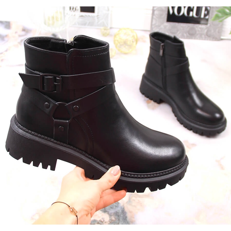 Workery damskie z klamrą ocieplane czarne Laura La.Fi 1