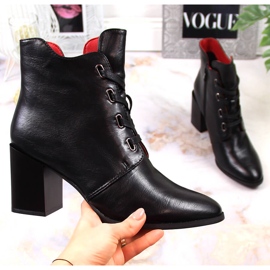 M. DASZYŃSKI Botki damskie na słupku ocieplane czarne M.Daszyński 1