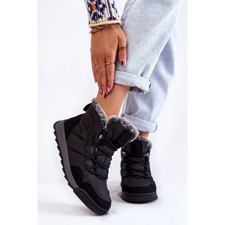 Damskie Ocieplane Śniegowce Cross Jeans KK2R4016C Czarne 1