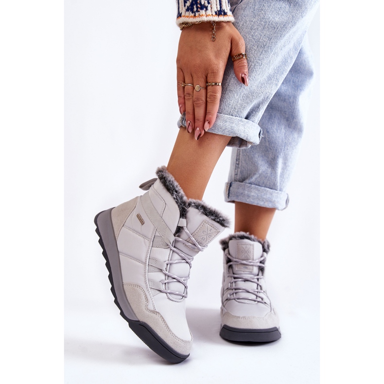 Damskie Ocieplane Śniegowce Cross Jeans KK2R4015C Szare 1