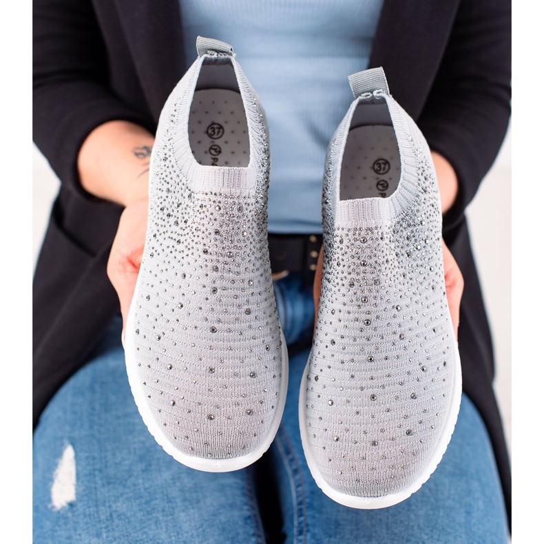 W. Potocki Sneakersy Z Kryształkami Potocki szare 1
