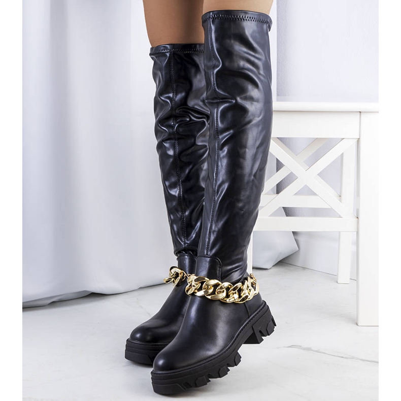 PA1 Czarne kozaki na wysokiej podeszwie Zarate 1