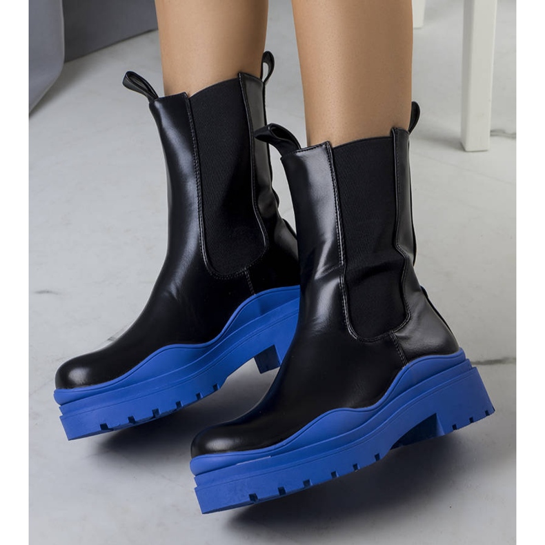 BM Czarne botki na niebieskiej podeszwie Jadiel 1