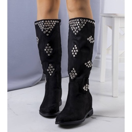 BM Czarne ocieplane kozaki na koturnie Rivalta 1