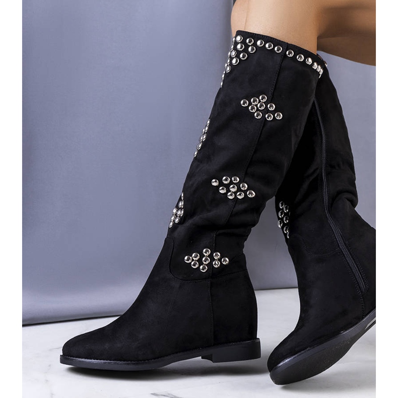 BM Czarne ocieplane kozaki na koturnie Rivalta 2