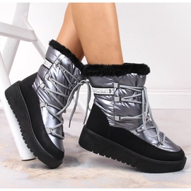 Śniegowce damskie sznurowane ocieplane srebrne Filippo srebrny 1