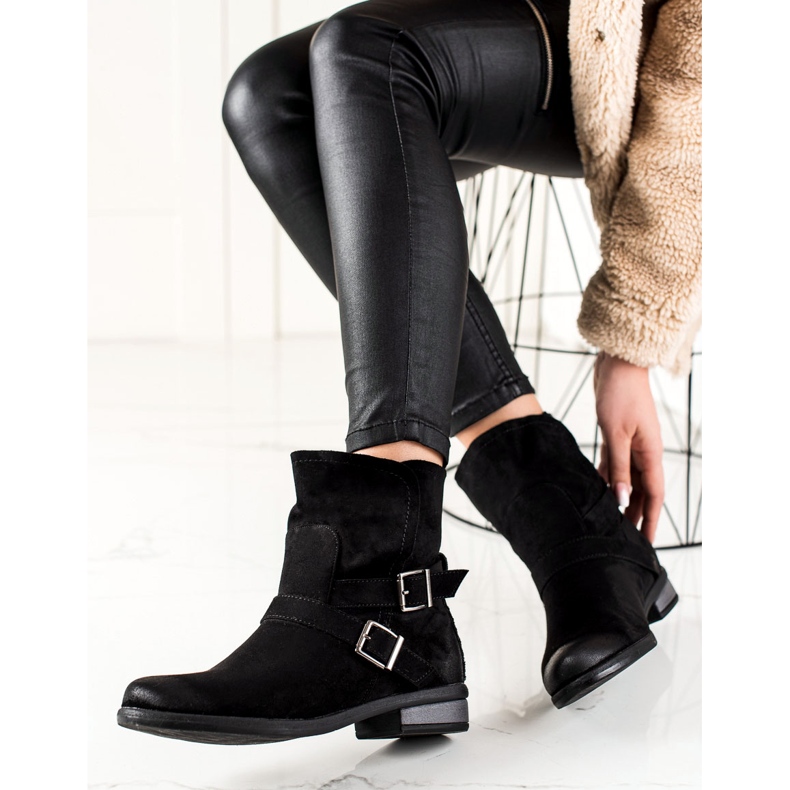 W. Potocki Wsuwane zamszowe botki Potocki czarne 1