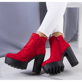 BM Czerwone ocieplane botki na platformie Miran 1