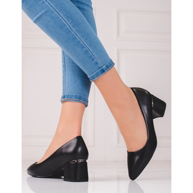 Eleganckie czólenka damskie z eko skóry czarne 1