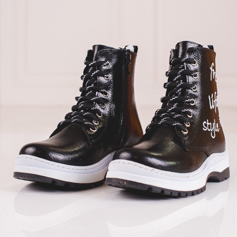 W. Potocki Czarne botki dziewczęce Potocki 1