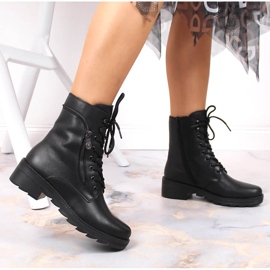 Skórzane komfortowe botki damskie ocieplane czarne Rieker X0500-00 2