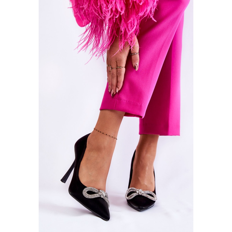 PS1 Eleganckie Szpilki Z Kokardą Czarne Alyssa 2