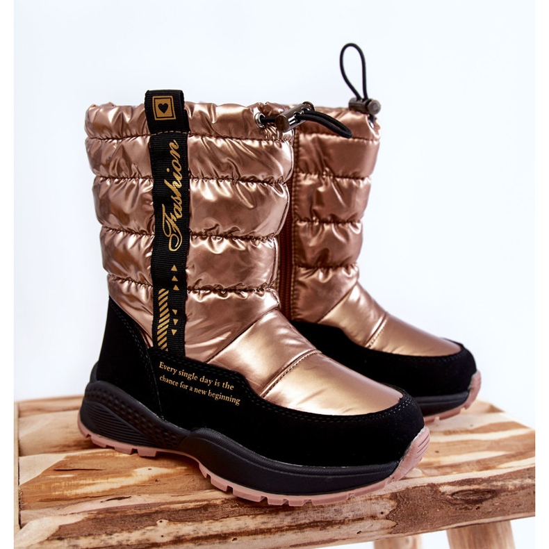 Dziecięce Śniegowce Ocieplane Wełną Na Suwak Złote Delhi złoty 1