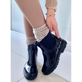 BM Kalosze damskie krótkie sztyblety Essence Black czarne 4