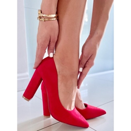 Czółenka na słupku Scully Red czerwone 2